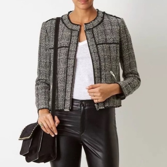 ISABEL MARANT ETOILE Laura Wool Blend Tweed Zip Jacket SZ XL - Picture 2 of 11